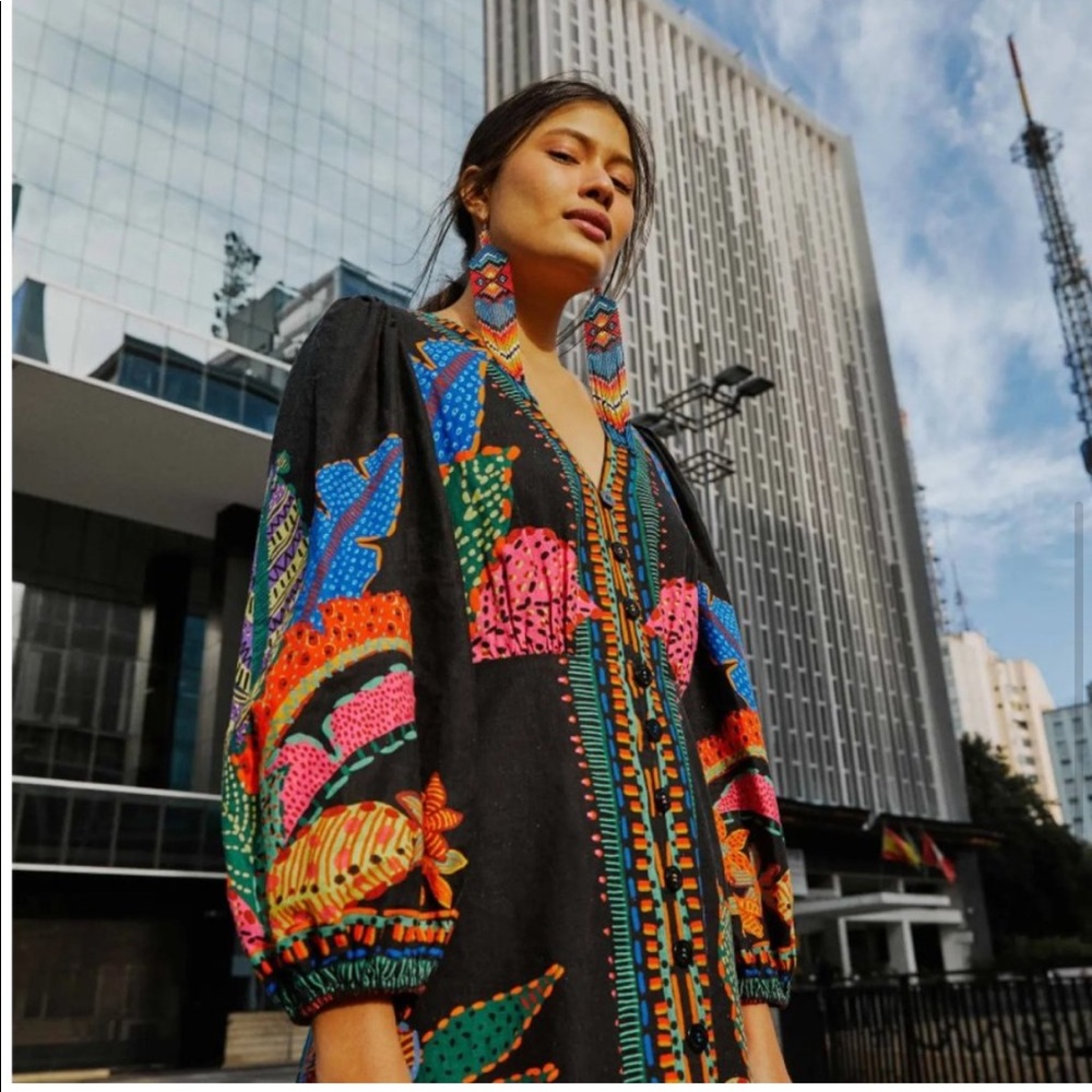 🥭 Farm Rio Cool Leopards Button-Front Maxi Dress